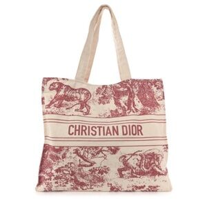 CHRISTIAN DIOR Straw Dioriviera Tote Red